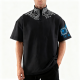 Black Circuit Board Print Half-Zip Short-Sleeve Top