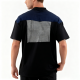 Black & Navy Grid Print Paneled Oversized T-Shirt
