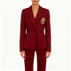 Burgundy Rose Embroidery Signature Detail Blazer