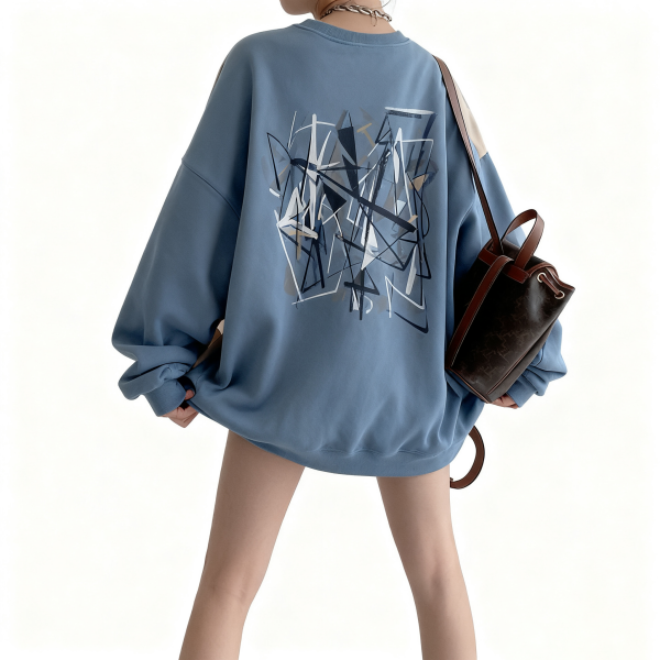 Light Blue Abstract Graphic Sweatshirt